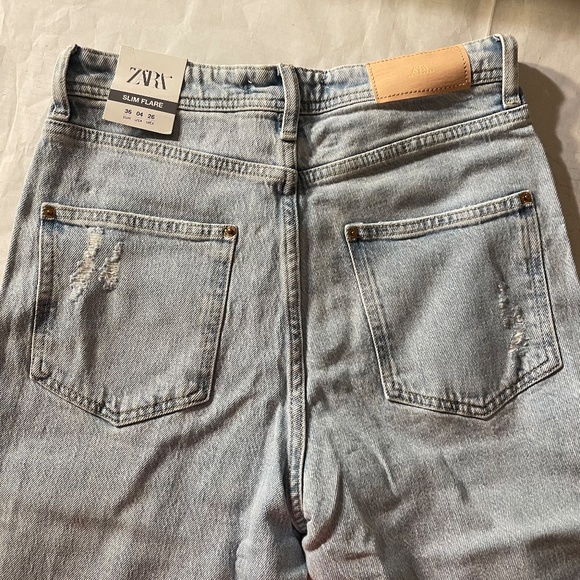 Zara Light Blue Slim Flare Jeans - Picture 4 of 14